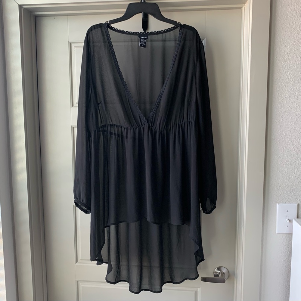 Torrid Sheer Plunge Neck Blouse